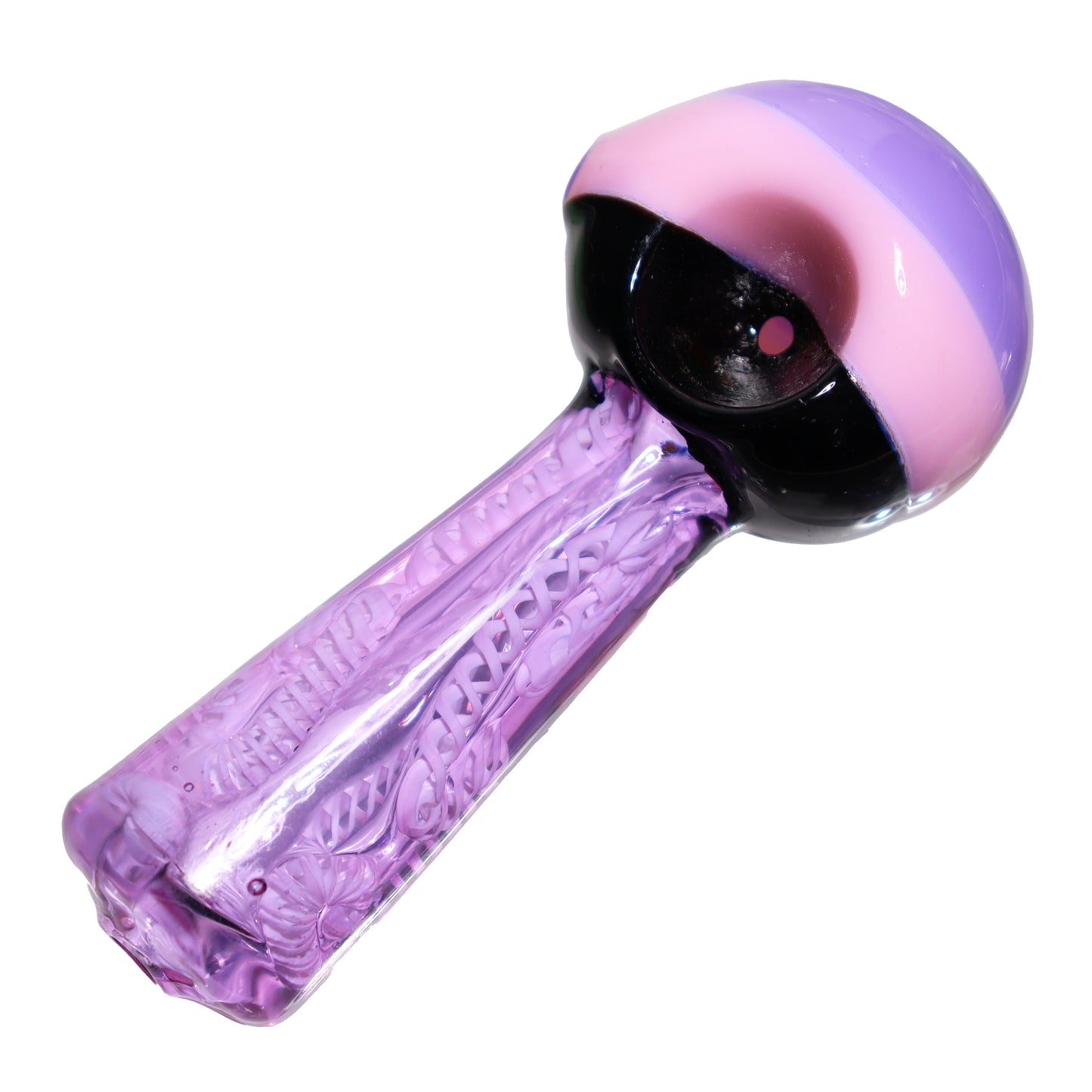 5 in - Pink Implosion Tails Multicolor Head Hand Pipe Spoon