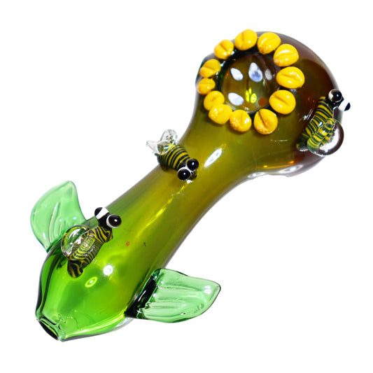 5 in - Sweet Bees & Flowers Hand Pipe Spoon