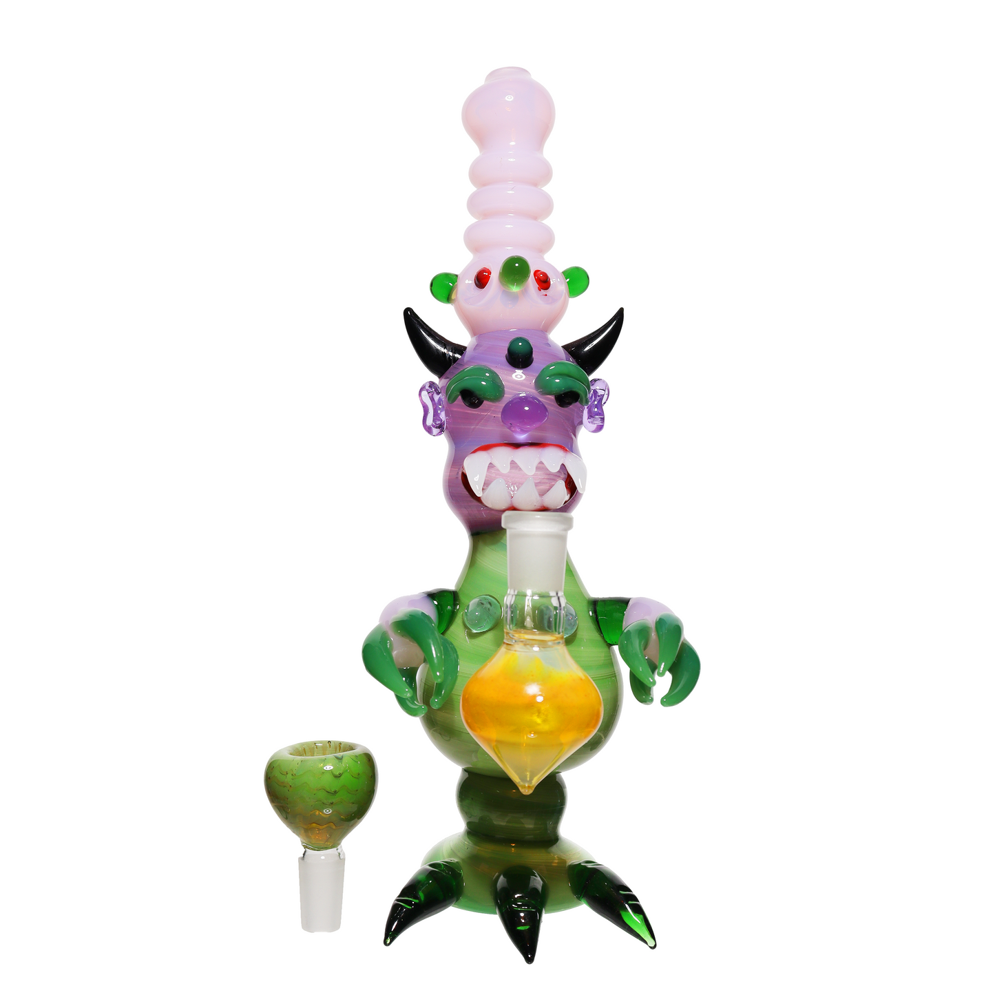 11 in - Monster Tweezers Glass Bubbler Fancy