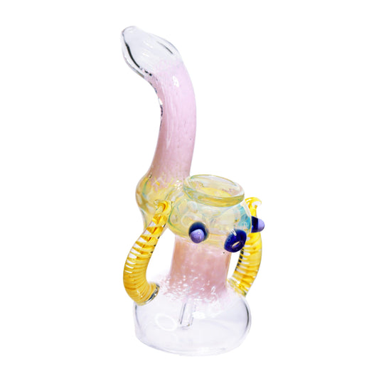 8 in - Pinky Fumed Glass Fancy Bubbler