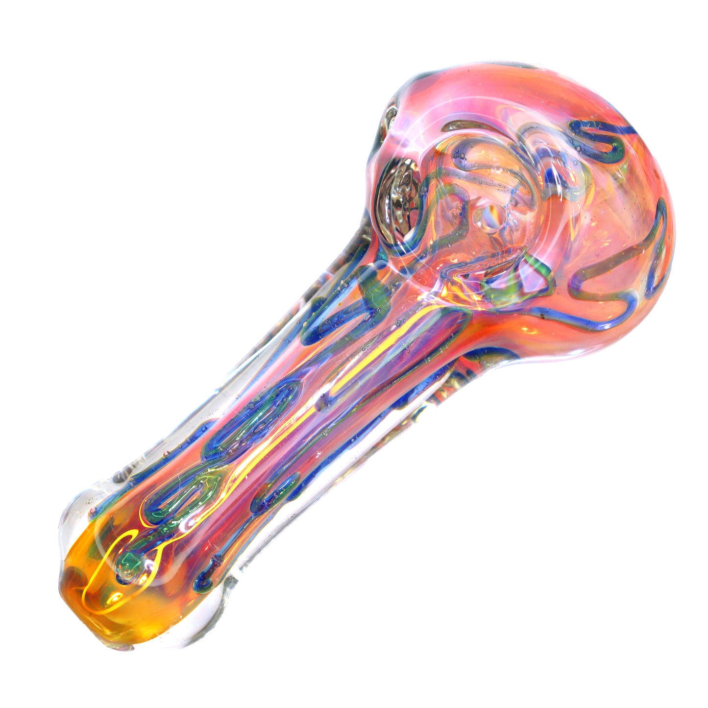 5 in - Pinky Swirl Blue Implosion Hand Pipe Spoon