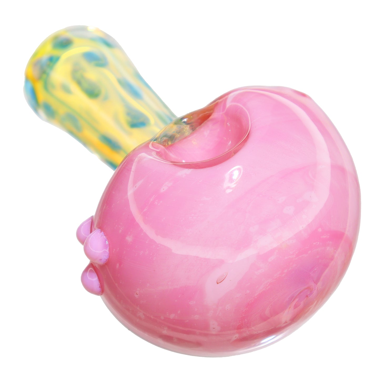 5 in - Pink Fumed Dots Big Head Mushroom Glass Hand Pipe