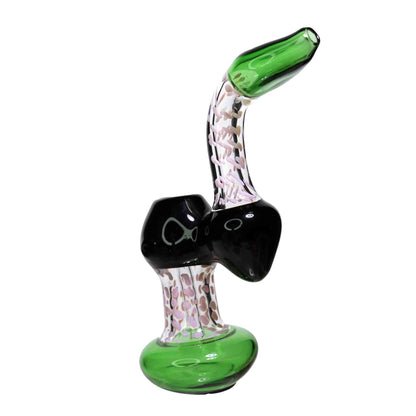 9 in - Clear Polka Dots Balck Handle Glass Bubbler