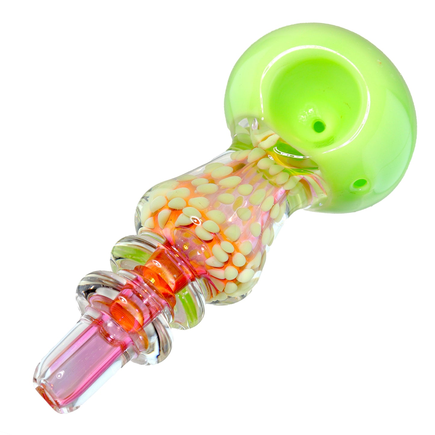 5 in - Slime Colors Showerhead Hand Pipe Glass Spoon