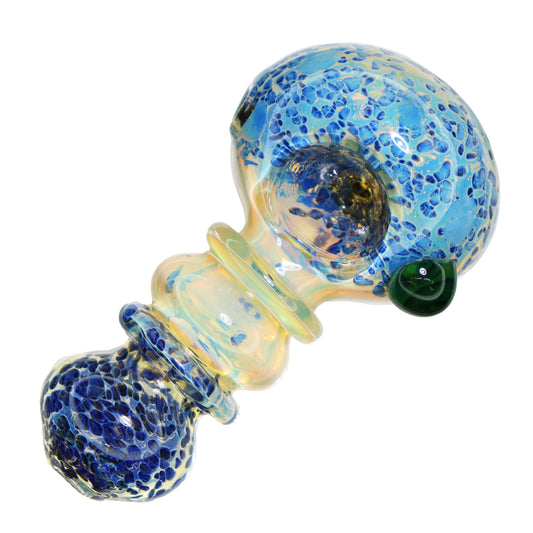 4 in - Fumed Dichroic Colors Double Ring Hand Pipe Spoon