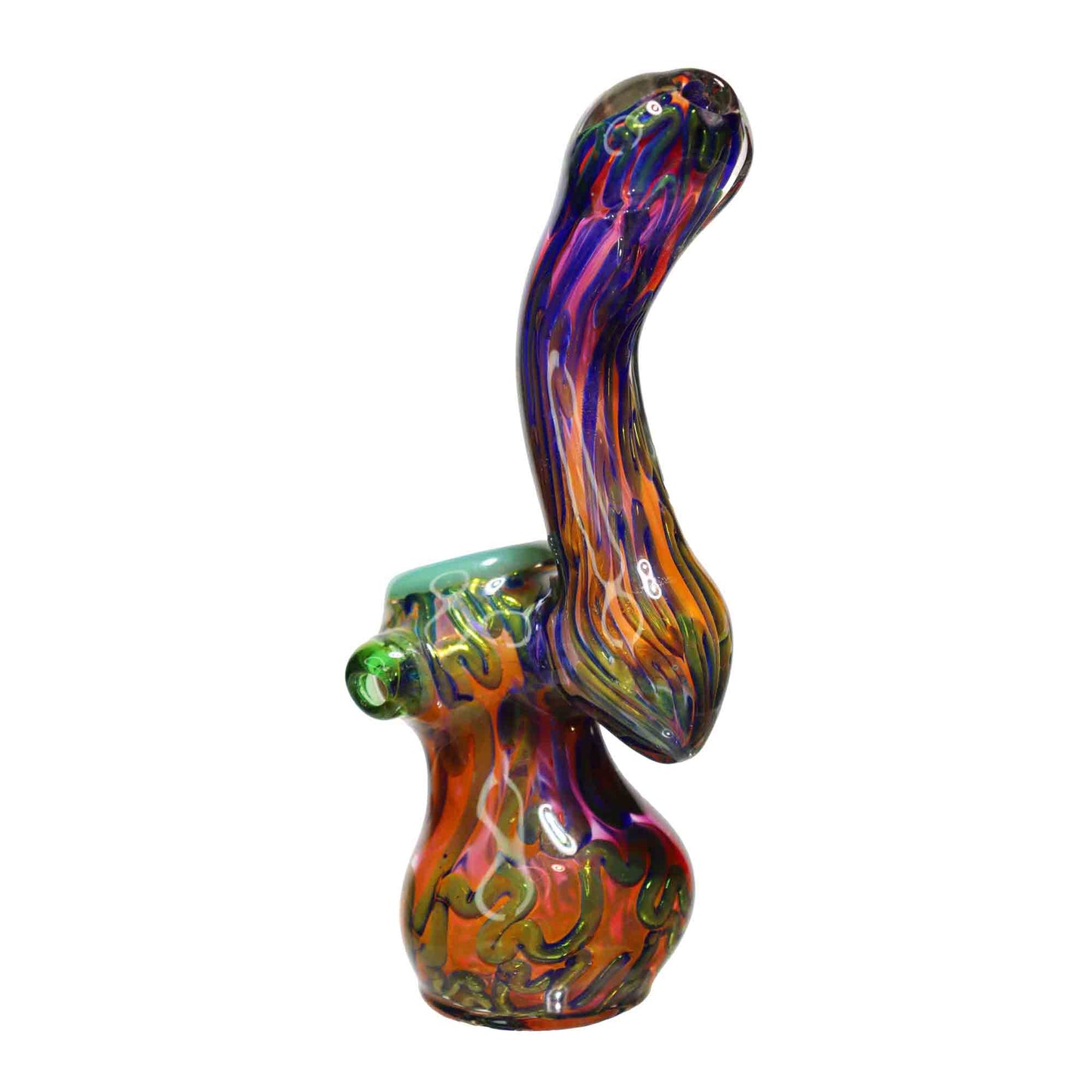 7 in - Swirl Lines Multicolor Glass Bubbler