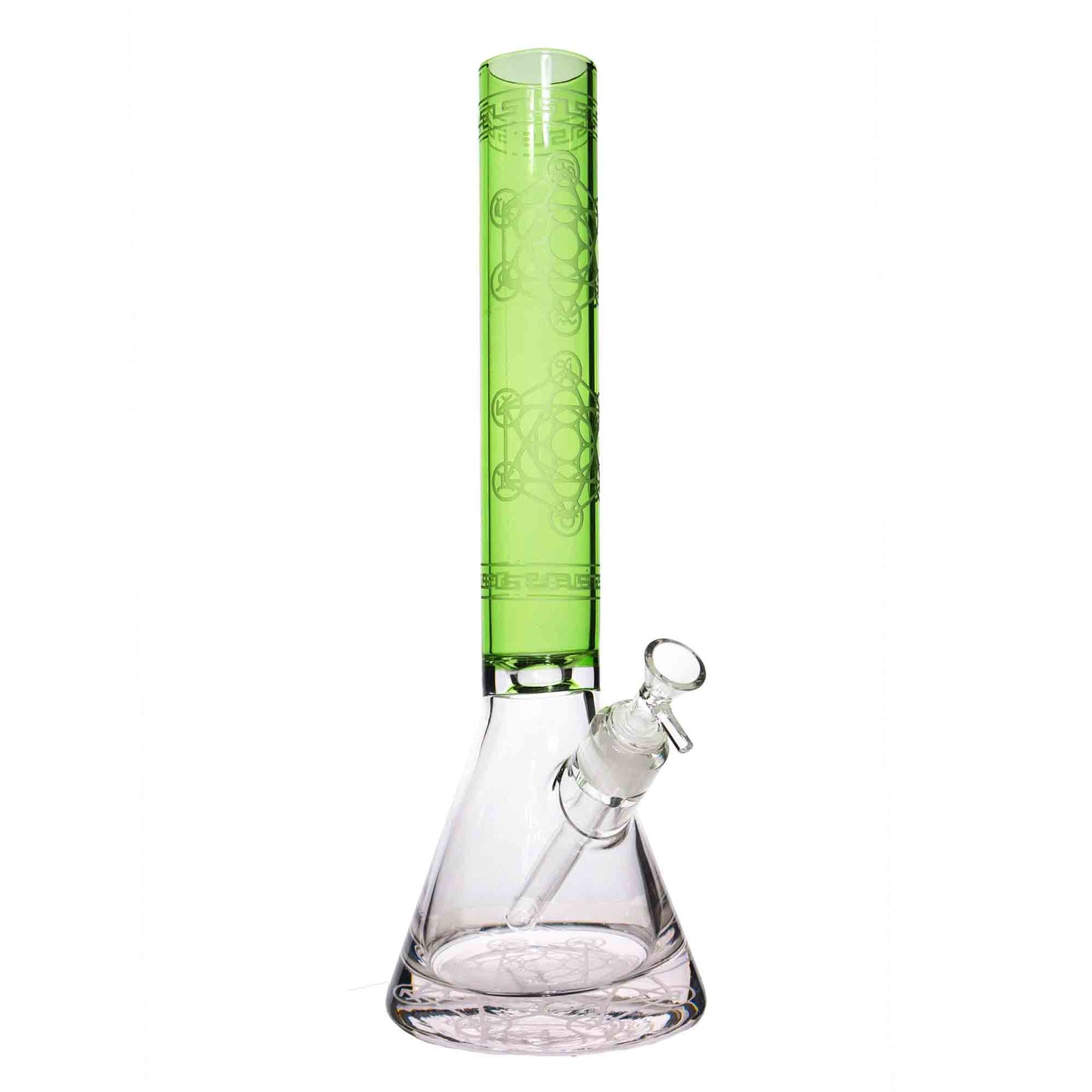 16 in - Beaker Glass Bong Color Frozen Patterns Showehead