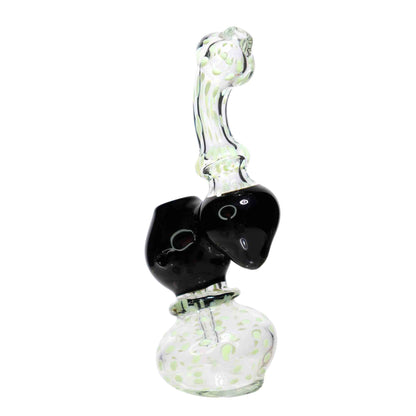 8 in - Clear Polka Dots Color Glass Bubbler