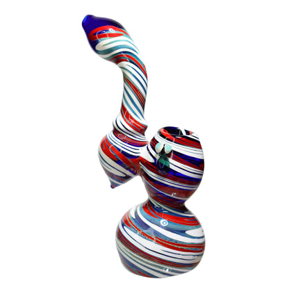 9 in - Tadpole Twisted Blue Multicolor Glass Bubbler