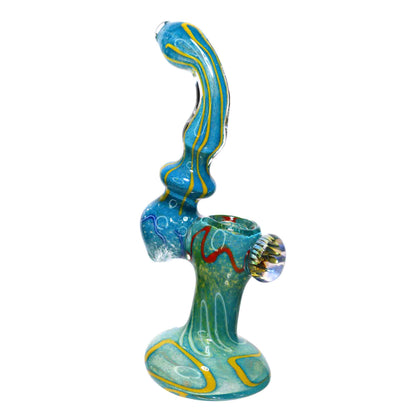 9 in - Stylish Multicolor Swirl Sleeks Glass Bubbler