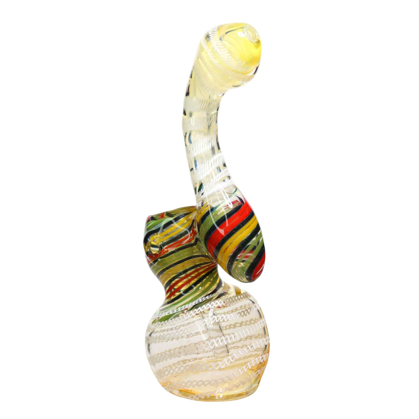 8 in - White Tail Streaky Streaky Center Glass Bubbler