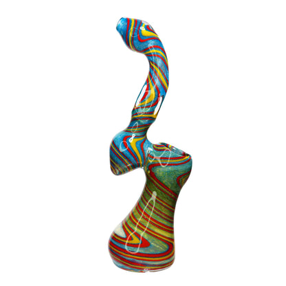 Double Streaky Multicolor Glass Bubbler