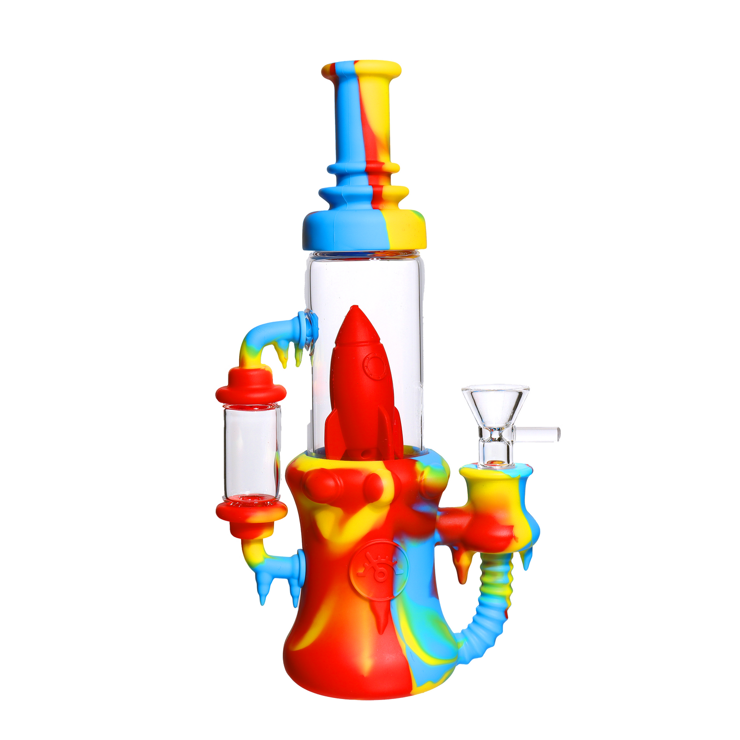 9 in - Silicone/Glass Rocket Multicolor Bong