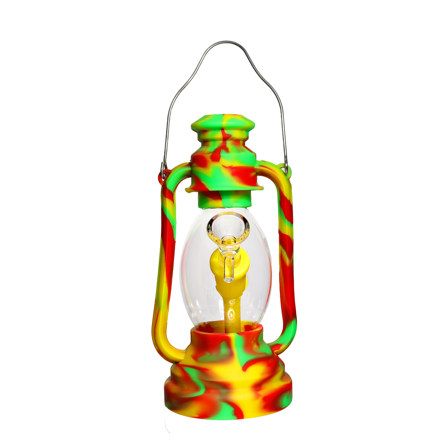 8 in - Silicone/Glass Lantern Multicolor Bong