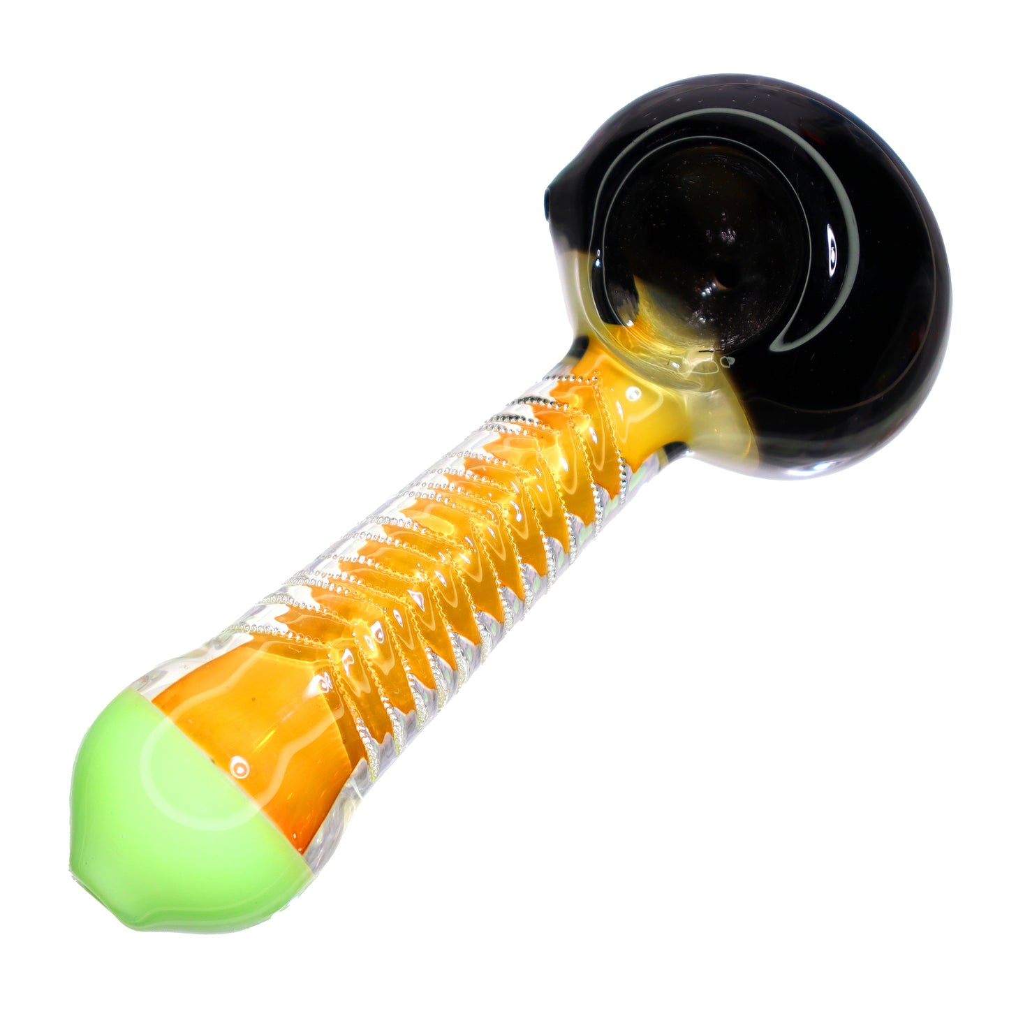 5 in - Slim Hand Pipe Spoon Orange Body Multicolor Handle and Head