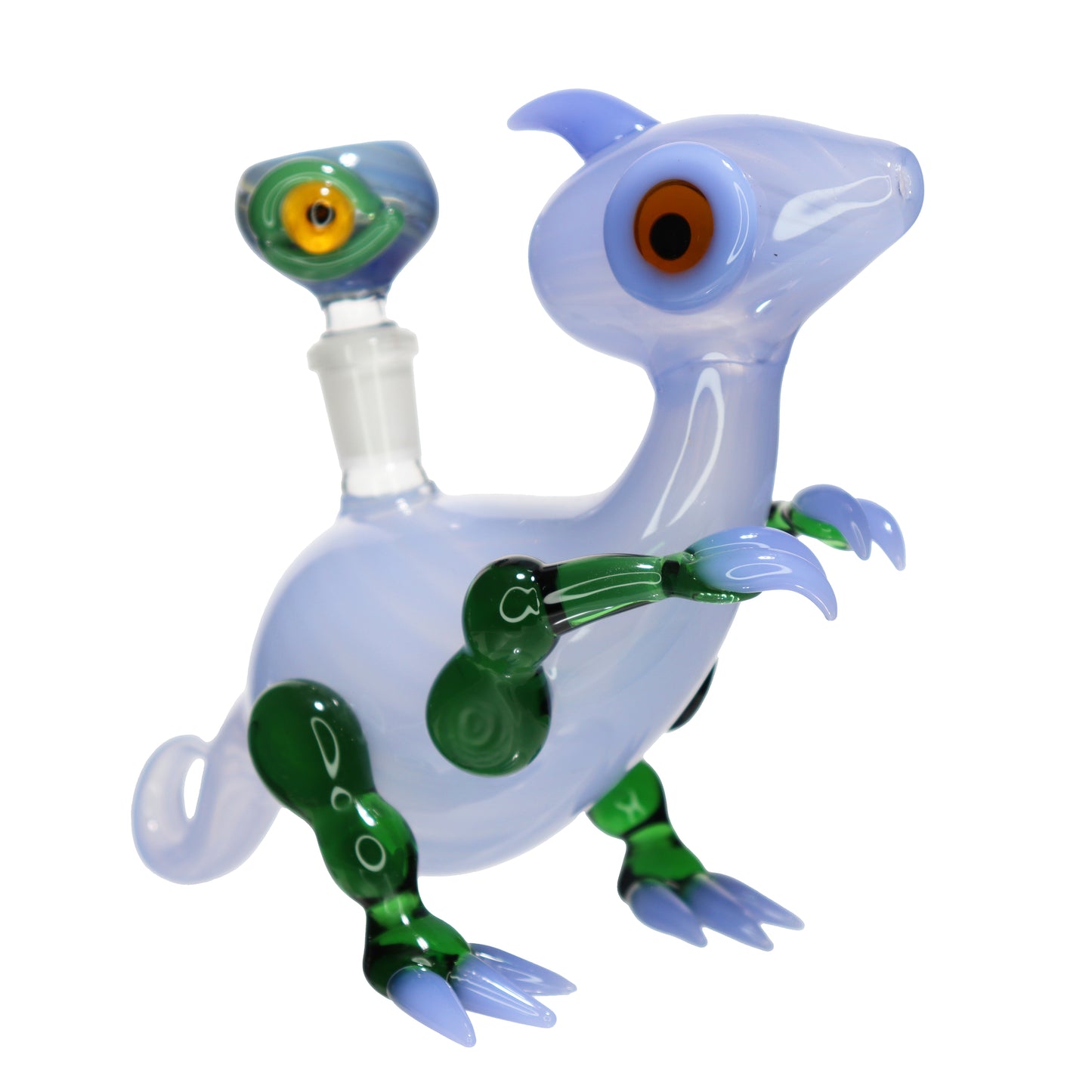 8 in - Fancy Velociraptor Glass Bubbler Dinosaur