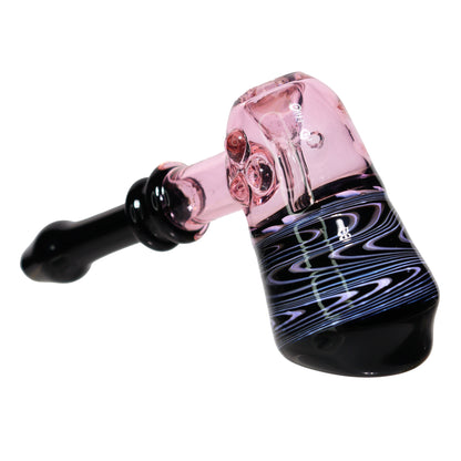 8 in - Pinky Hammer Swirl Glass Double Ring