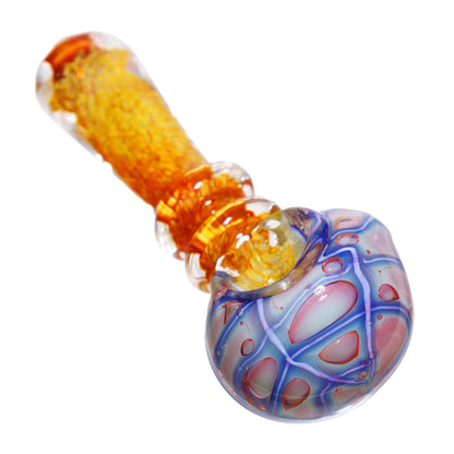 5 in - Fancy Color Implosion Multidesign Glass Hand Pipe Spoon