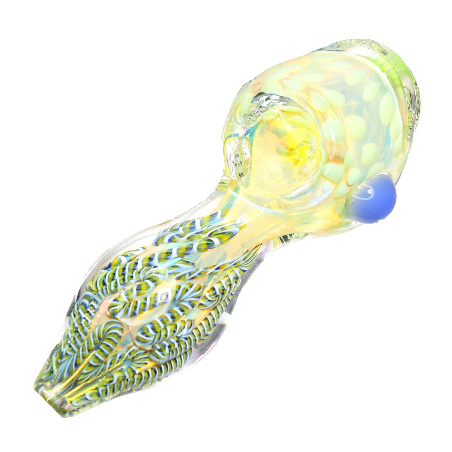 4 in - Polka Dots and Tails Glass Hand Pipe Spoon