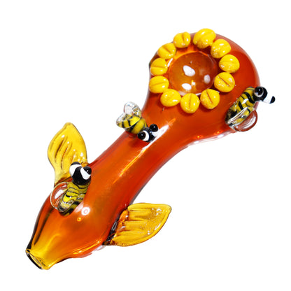 5 in - Sweet Bees & Flowers Hand Pipe Spoon