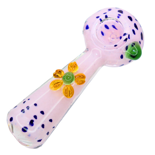 4 in - Slime Flower Doted Spoon Hand Pipe