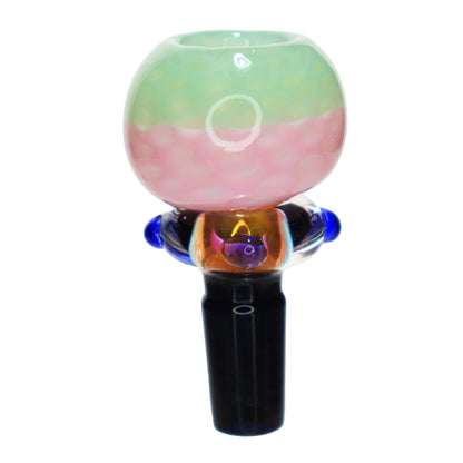 14 mm - Fumed Doted Double Color Ring Curvy Glass Bowl Curvy