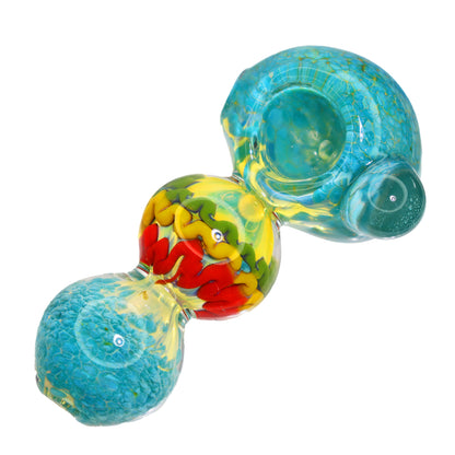 4 in - Triple Ball Rasta Style Multicolot Hand Pipe Spoon