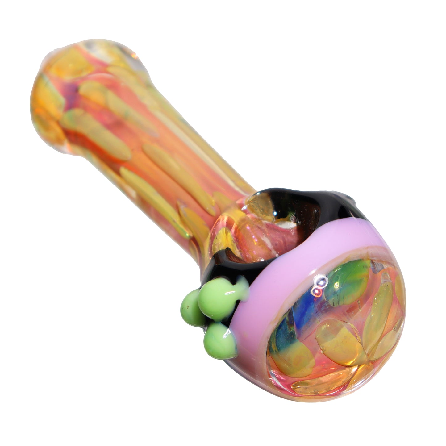 5 in - Fancy Honeycomb Gold Multicolor Head Hand Pipe Spoon