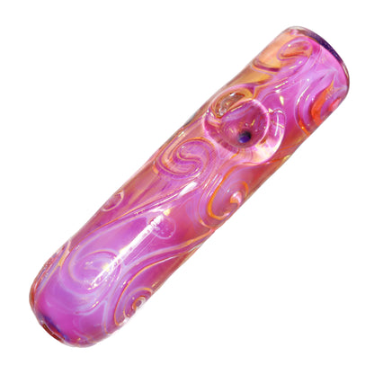 5 in - Fancy Pink Worm Patterns Hand Pipe Glass Spoon