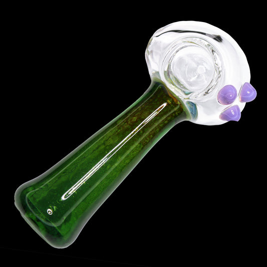 4 in - Green Body Clear Head Hand Pipe Spoon