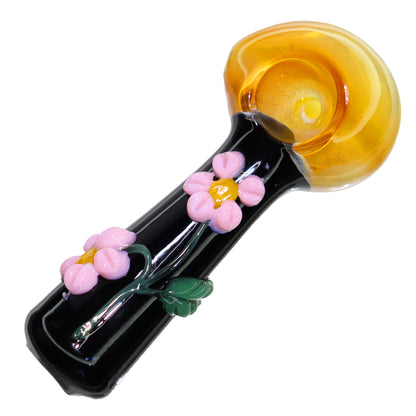 5 in - Honey Head Flowers Body Hand Pipe Spoon