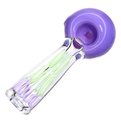 5 in - Color Head Slime Swirl Body Clear Fancy Glass Hand Pipe Spoon