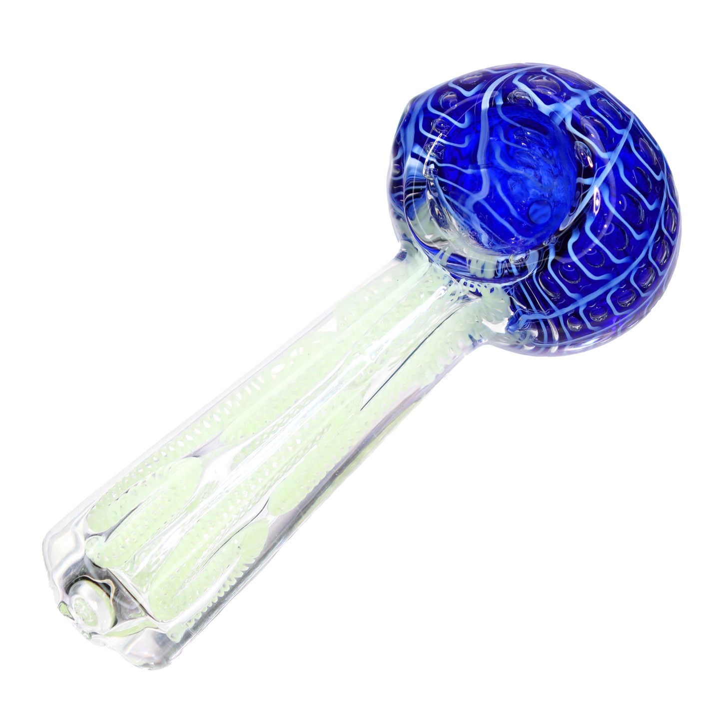 5 in - Fancy Tails Spiderweb Blue Hand Pipe Spoon