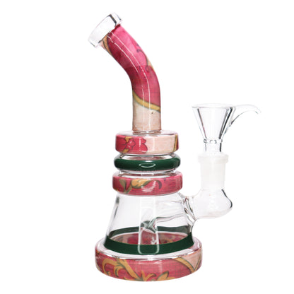 7 in - Pinky Glass Triple Ring Bong