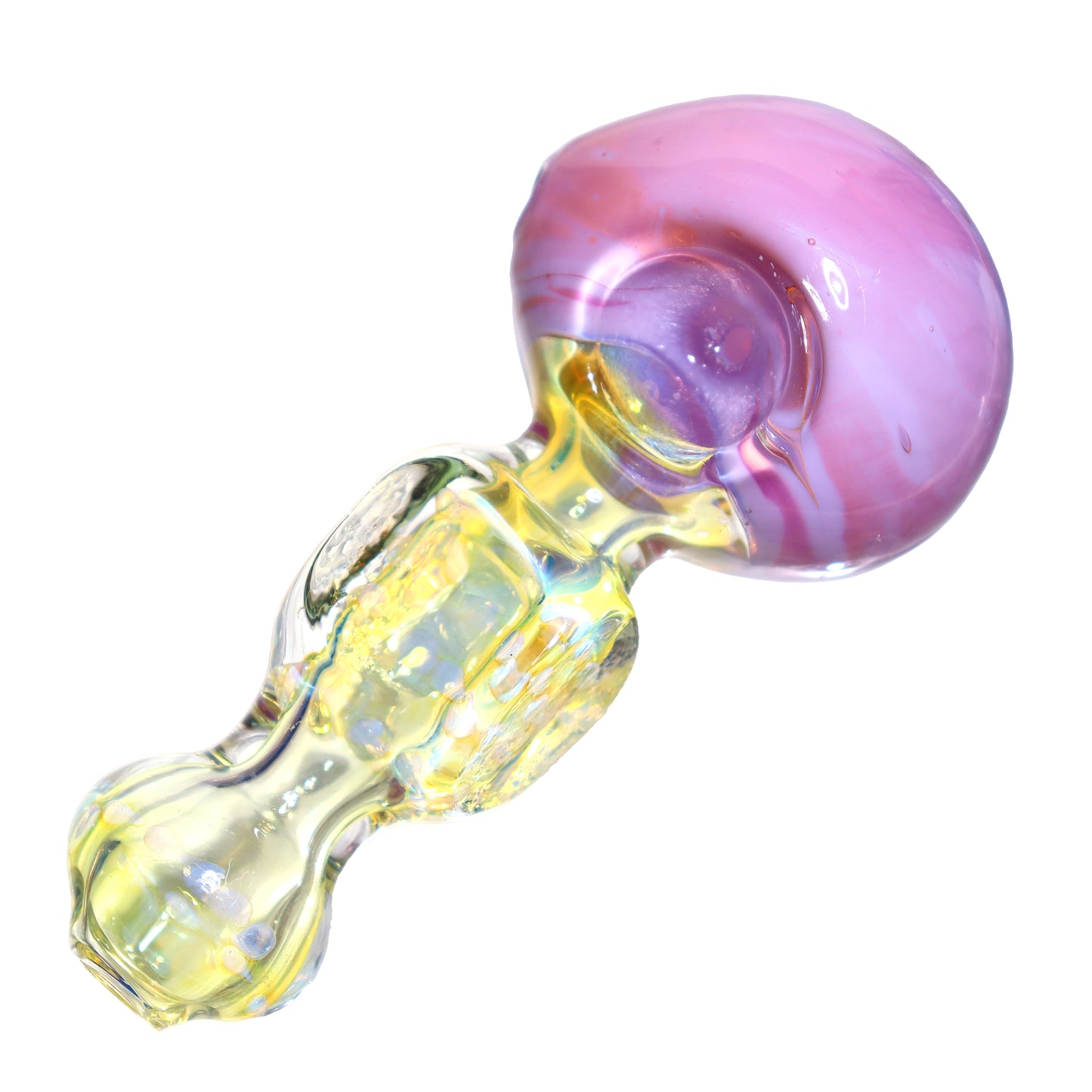 5 in - Fancy Polka Dots Handle Multicolor Milky Head Hand Pipe Spoon