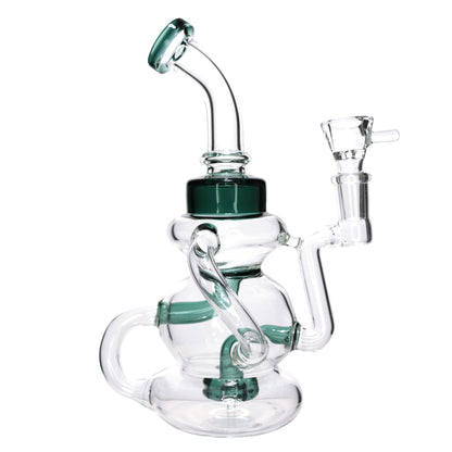 8 in - Recycler Multivalves Curvy Glass Bong