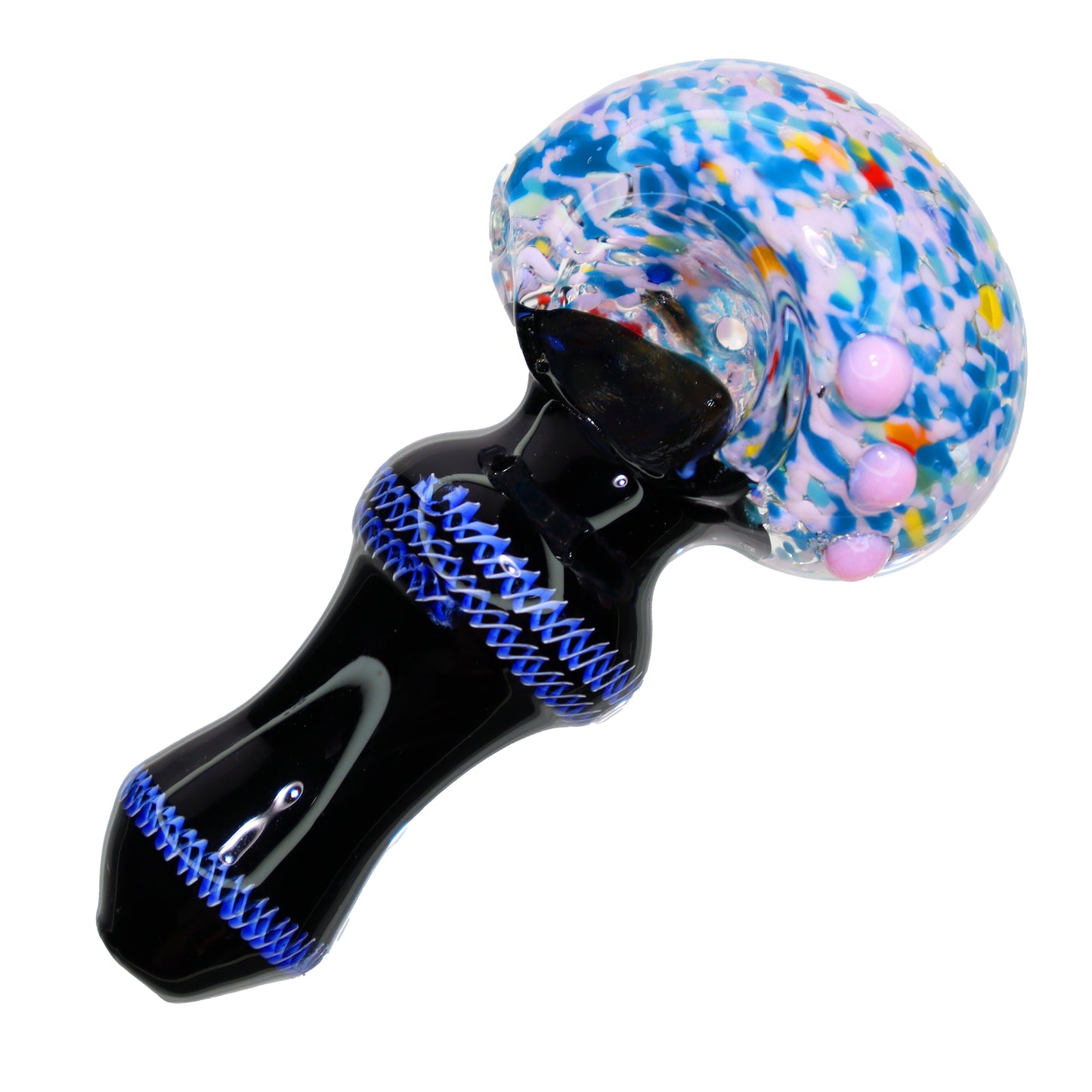 4 in - Confetti Head Implosion Glass Hand Pipe Spoon