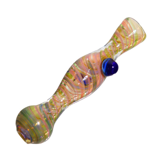 Curvy Swirl Colored Glass Chillum