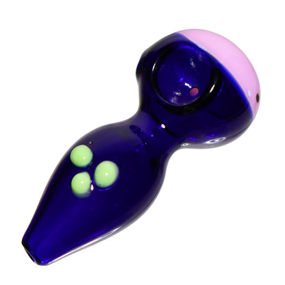 4 in - Curvy Colored Head Dots Spoon Hand Pipe