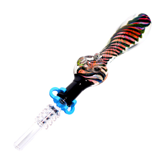 Fancy Curvy Hole and Dots Glass Streaky Nectar Collector