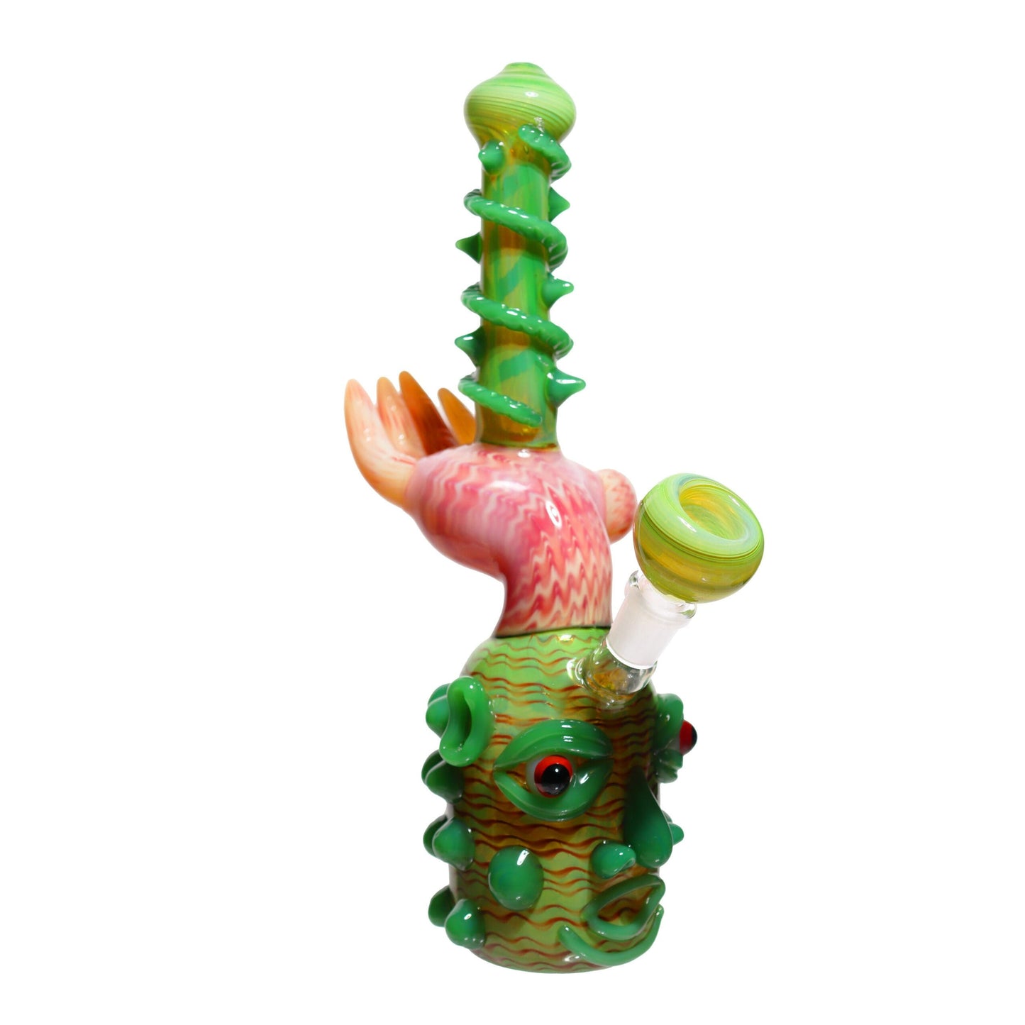 11 in - Monster Head Hand Fancy Glass Bubbler