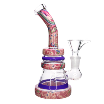 7 in - Pinky Glass Triple Ring Bong