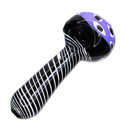 5 in Black Swirl Multicolor Head Polka Dots Hand Pipe Spoon