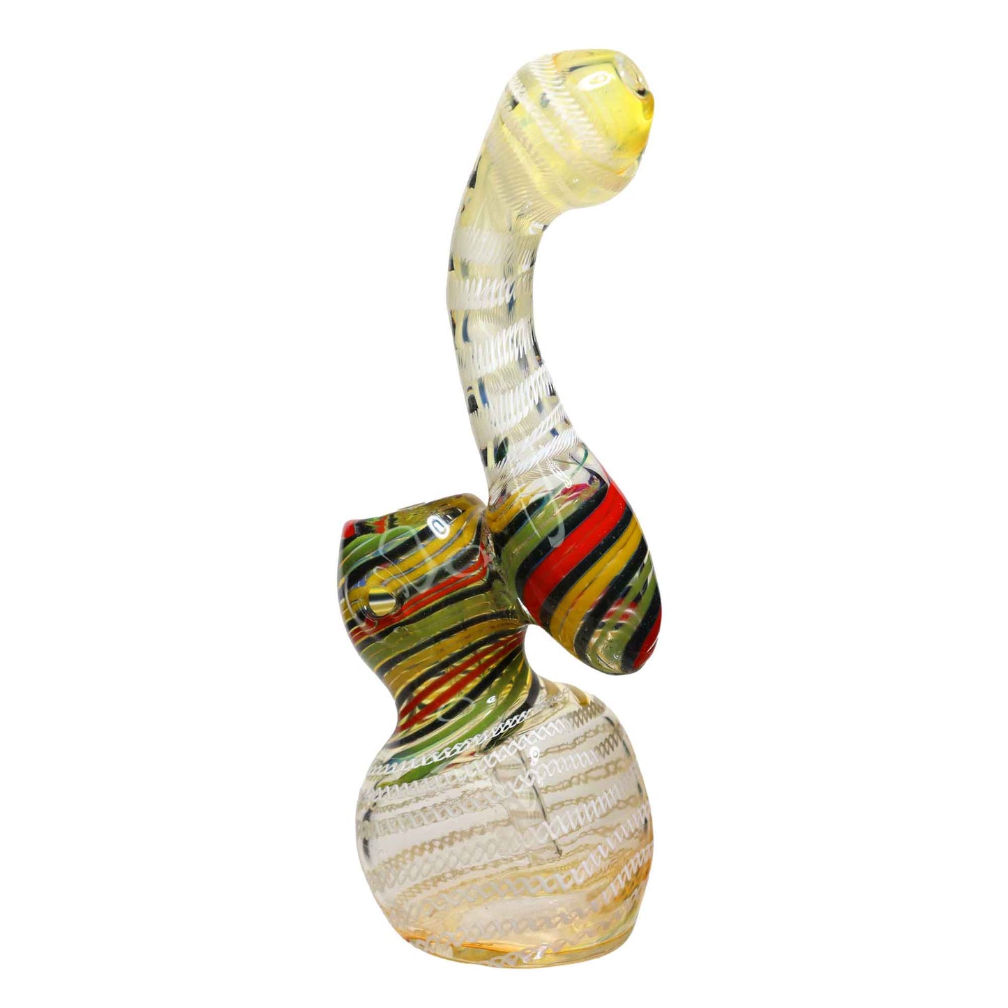 8 in - White Tail Streaky Streaky Center Glass Bubbler