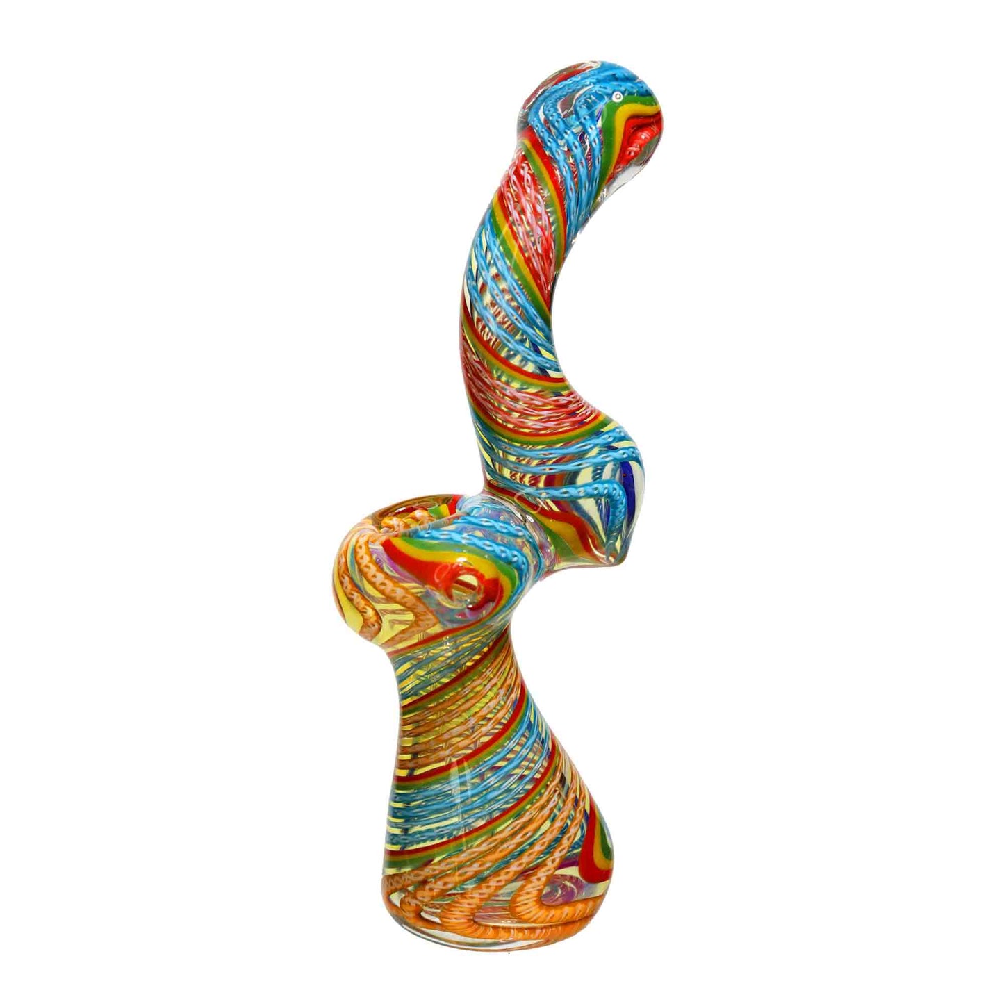 8 in - Rasta Streky Fancy Glass Bubbler