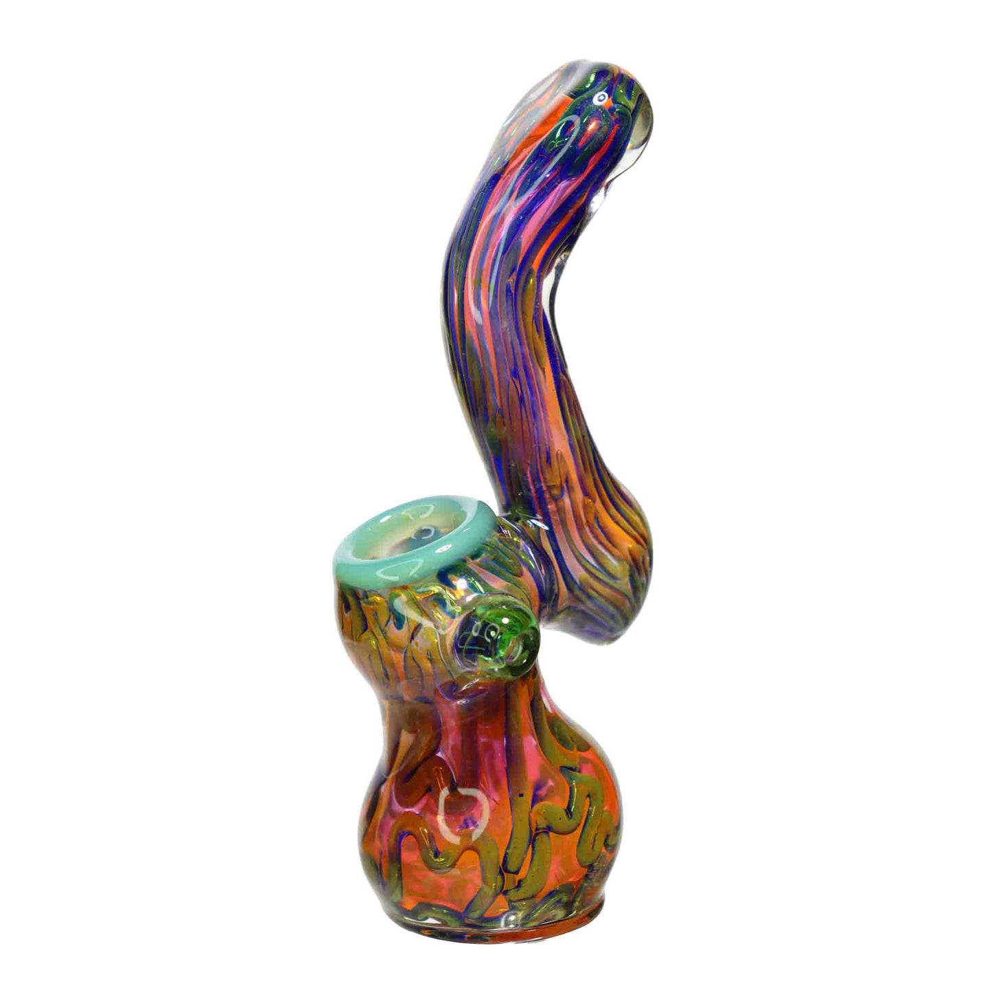 7 in - Swirl Lines Multicolor Glass Bubbler