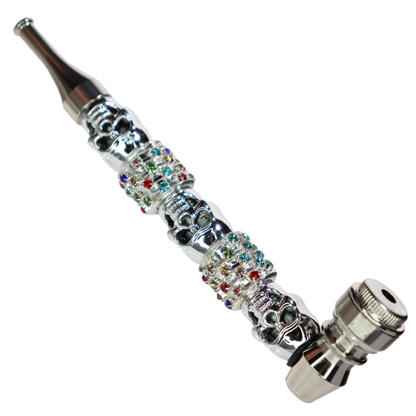 6 in - Fancy Skull Diamond Metal Pipe