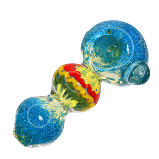 4 in - Triple Ball Rasta Style Multicolot Hand Pipe Spoon