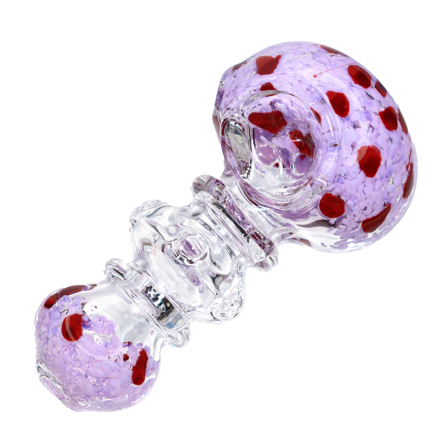 5 in - Triple Ring Clear Multicolor Doted Head Hand Pipe Spoon