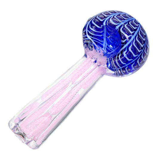 5 in - Fancy Tails Spiderweb Blue Hand Pipe Spoon